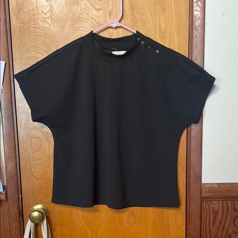 MELLODAY Black Boxy Short Sleeve Tee